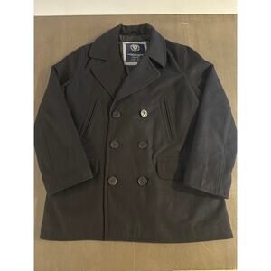 American Eagle Men's Black Wool Peacoat Coat Jacket Size L Large